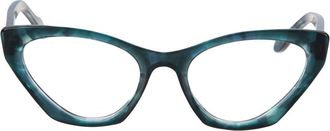 K&agrave;dor Coachella Glamour Teal Marbled Bold Cat-Eye Sunglasses