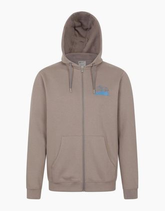 Mountain Warehouse Mens Mountain Warehouse Mens Graphic Textured Full Zip Hoodie - Brown - Size: 36