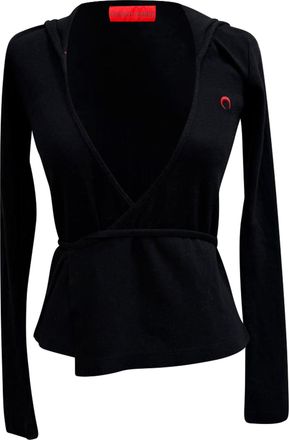Marine Serre Cache Coeur Logo-Embroidered Hooded Top In Black Organic Cotton