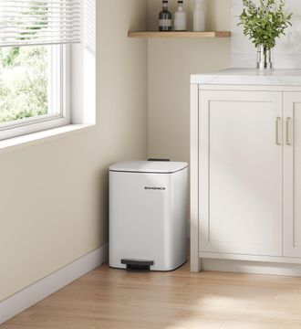 Songmics Cubo de basura de cocina 20 l de acero blanco y negro