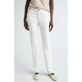 Lafayette 148 New York Thompson Waxed Denim Slim Leg Jeans in White at Nordstrom Rack, Size 18 (Similar To 16W)