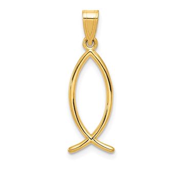 Diamond2Deal 14k Yellow Gold Ichthus Fish Charm Pendant