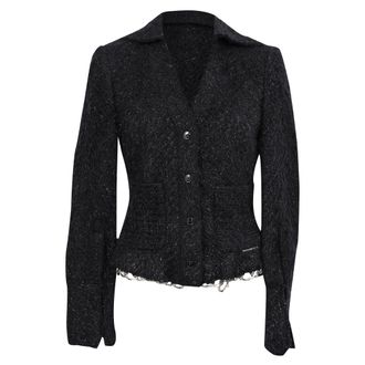 Alexander Wang Single-Breasted Tweed Blazer in Black Cotton