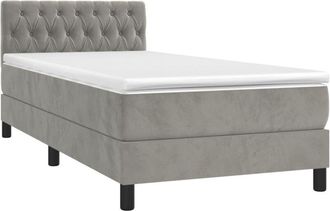 vidaXL Cama Box Spring Colch&oacute;n Y Led Terciopelo Gris Claro 100x200 Cm Vidaxl