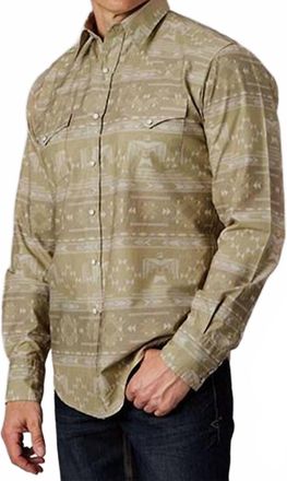 Roper Mens West Made Firebird Snap Shirt In Light Brown