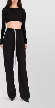 Rick Owens silk blend ribbed slim-fit cropped long-sleeve top