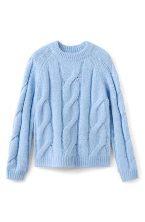 Mango Cable Crewneck Sweater in Sky Blue at Nordstrom, Size X-Small