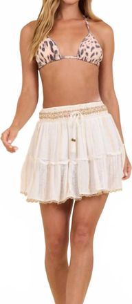 Surf Gypsy Lurex Stripe Mini Skirt In White/gold