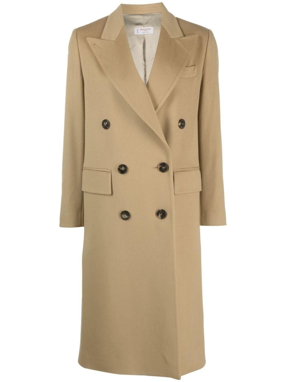 トレンチコート o Biani Double-Breasted Wool Coat With Peak Lapels Alberto Biani Double-Breasted Wool Coat With Peak Lapels