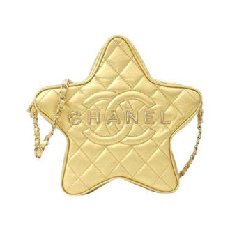 Chanel Pre-owned Metallic Lambskin Shoulder Bag - Dames - Pre-owned - Geel - Maat: ONE Size Leer