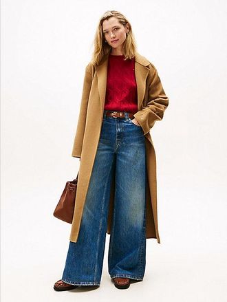 Tommy Hilfiger Abrigo largo con cintur&oacute;n anudable