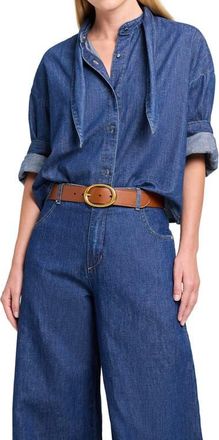 TWP Tie One One Nonstretch Denim Shirt in Dark Stone at Nordstrom, Size X-Small