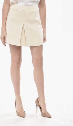 Celine Wool-Blend Miniskirt With Front Pleat Celine