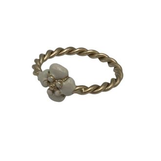 Chanel Gold White Metal Band Ring (Pre-Owned)