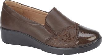 Jo & Joe Ladies Stylish Wedge Comfort Shoe with Twin Zips & Delicate Diamante Trims Sizes 4-8 (Brown 3, UK Footwear Size System, Adult, Women, Numeric, Medium,