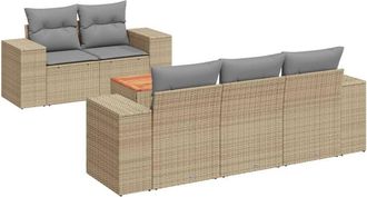 vidaXL Juego De Sof&aacute;s Jard&iacute;n Con Cojines 6 Pzas Rat&aacute;n Sint&eacute;tico Beige Vidaxl