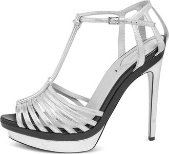 Fendi Sandali metallizzati in pelle 130mm - Argento