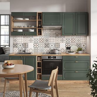 Vicco Mueble De Cocina Fame-line, Green-gold Country/gold Power Roble, 235 Cm Sin Encimera