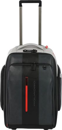 Piquadro Grijze koffer met USB-poort - Heren - Handbagage koffer - Grijs - ONE Size - Leer - Koffers