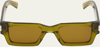 Saint Laurent Mens Rectangle Acetate Sunglasses with Logo