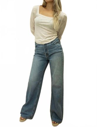 Nation Ltd Laura Long Sleeve Top In Parchment