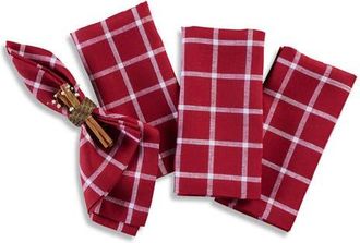 Solino Home Linen Dinner Napkins Set of 4, 20 x 20 - Windowpane in Red at Nordstrom