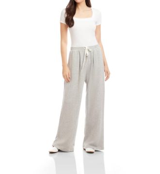 Fifteen Twenty Lani Wide Leg Pants In Light Heather Gray