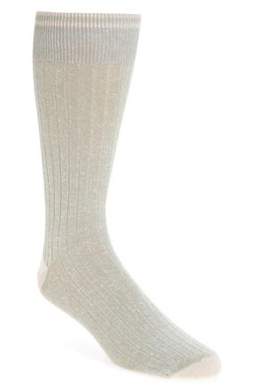 Nordstrom Ribbed Linen Blend Dress Socks in Sage at Nordstrom