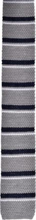 Brunello Cucinelli Brunello Cucinelli Mens Striped Knitted Tie - Grey Cotton - One Size