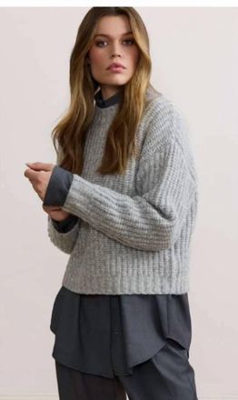 Lune Active Hudson Crew Sweater In Grey Melange