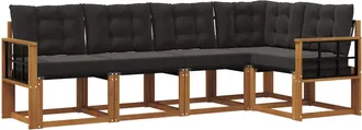 vidaXL Conjunto De Sof&aacute;s De Exterior 5 Uds. Natural Y Negro Vidaxl