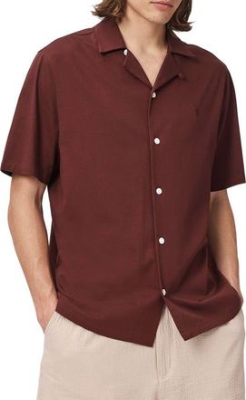AllSaints Hudson Camp Shirt in Burnt Red at Nordstrom, Size Xx-Large