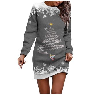 Generic Women Christmas Sweatershirts Party Dress Christmas Dresses for Women Long Sleeve Crew Neck Xmas Printed Dresses Long Tops Going Out Casual Party Dres
