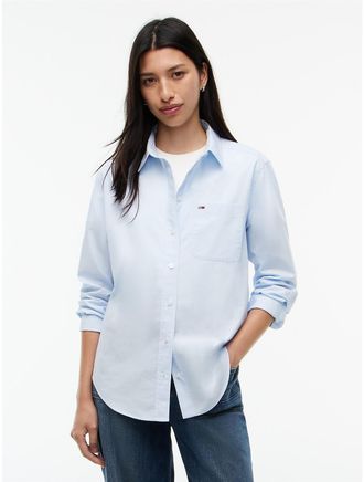 Tommy Hilfiger Womens Tommy Jeans Relaxed Fit Poplin Shirt - Sheer Blue - XS