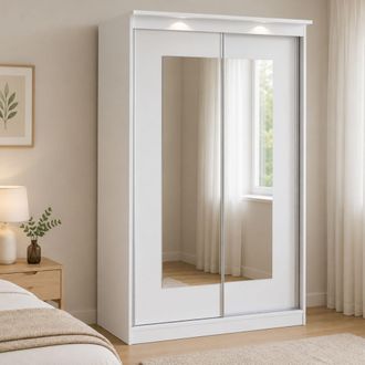 Dmora Guardarropa 2 Puertas Lesela, Armario Habitaci&oacute;n 2 Estantes, Perchero, 2 Puertas, 120x195h Cm Blanco