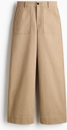 H&M Cotton Canvas Trousers in Beige at Nordstrom, Size 16