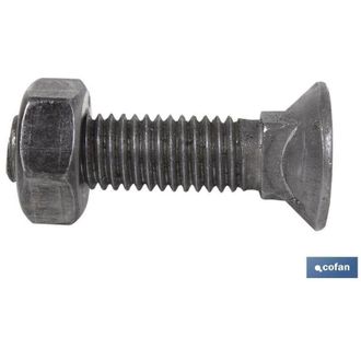 cofan Din-608/934 C-6.8 M-10x60 Pulido Caja 100 Unid., Tornillo De Arado Din 608 De Cabeza Avellanada Y Cuello Cuadrado Especial Para El Montaje De Rejas De