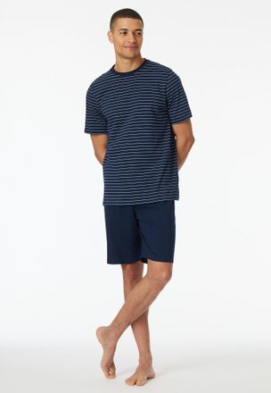 Schiesser Shorty SCHIESSER Casual Essentials, Herren, Gr. 50, blau (801, admiral), Single Jersey, Obermaterial: 100% Baumwolle, gestreift, unifarben, bequem kur
