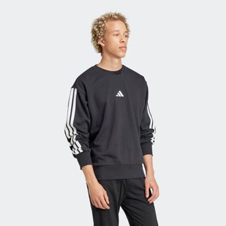 adidas Sweatshirt ADIDAS SPORTSWEAR M 3S FT SWT, Herren, Gr. M, schwarz-weiss (schwarz, wei&szlig;), Obermaterial: 55% Baumwolle, 36% Polyester, 9% Viskose, Rundha