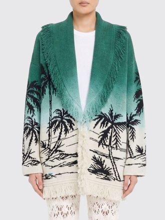 Alanui Cardigan in cotone con motivo tropicale e orlo sfrangiato