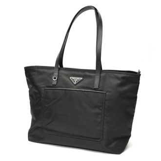 Prada Black Nylon Saffiano Triangle Leather Tote Bag (Pre-Owned)