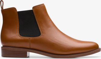 Clarks Womens Taylor Shine Tan Leather Boots - Brown - Size UK 5.5