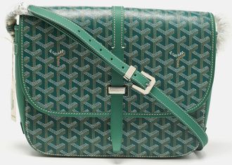 Goyard Green Goyardine Coated Canvas And Leather Belvedere Ii Mm Bag