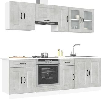 vidaXL Mueble Cocina Kalmar Gris Hormig&oacute;n 8 Pzas Madera Contrachapada Vidaxl