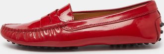 Tod's Tods Red Patent Leather Penny Slip On Loafers