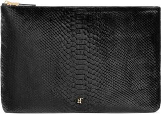 Elisabetta Franchi Clutch in velluto con stampa coccodrillo - - Bags - Donna - Nero - ONE SIZE