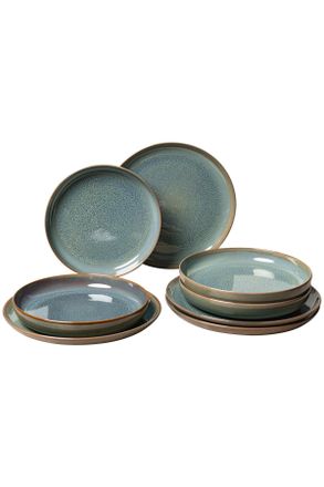 Villeroy & Boch Tafelservice, Grün, Keramik, 8-teilig, 34.5x19.4x32 cm, Geschirr, Geschirrsets, Tafelservice