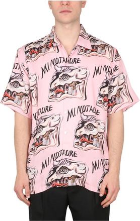 Endless Joy Bowling Shirt SS Printed - Heren - Korte mouwen Overhemden - Roze - M - Overhemden