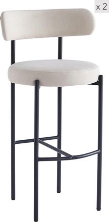 Nordlys Set 2 taburetes altos en acero y tejido beige
