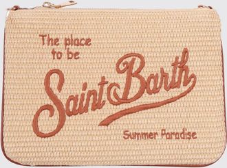 MC2 Saint Barth Pochette Parisienne in rafia con logo ricamato